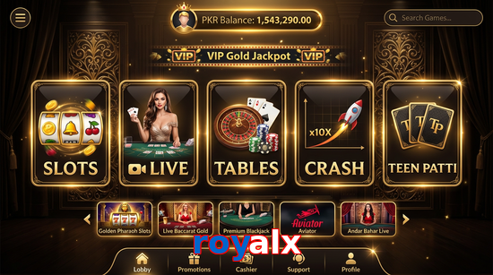 Main screen of Royalx casino page for PK players
