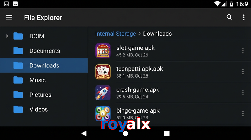 Main screen of Royalx gameapk page for PK players